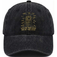 Funny Burnt Peanut Washed Cotton Baseball Cap Live by The Goop Die by The Goop
