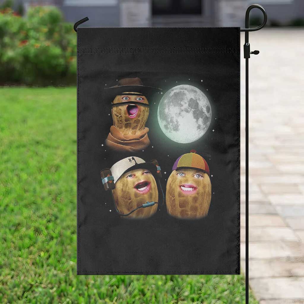 Funny Burnt Peanut Howling at the Moon Garden Flag - Wonder Print Shop