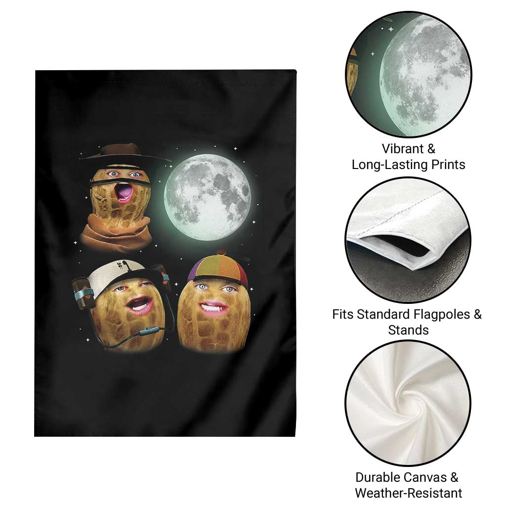 Funny Burnt Peanut Howling at the Moon Garden Flag - Wonder Print Shop