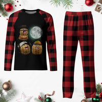 Funny Burnt Peanut Howling at the Moon Plaid Pajama Set - Wonder Print Shop