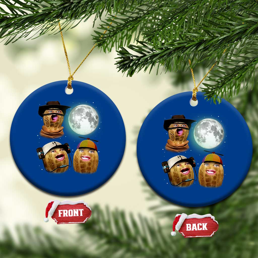 Funny Burnt Peanut Howling at the Moon Ceramic Ornament - Wonder Print Shop