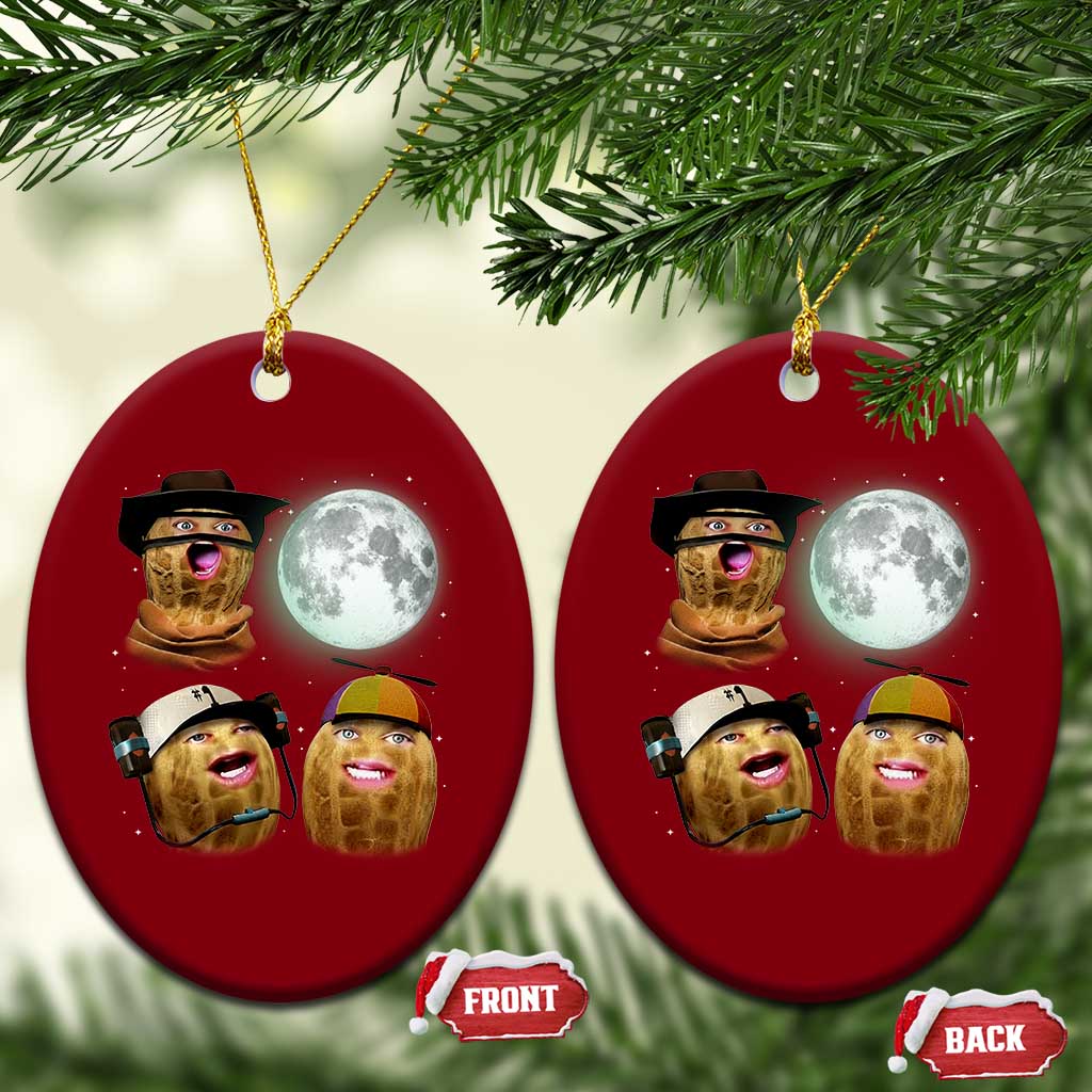 Funny Burnt Peanut Howling at the Moon Ceramic Ornament - Wonder Print Shop