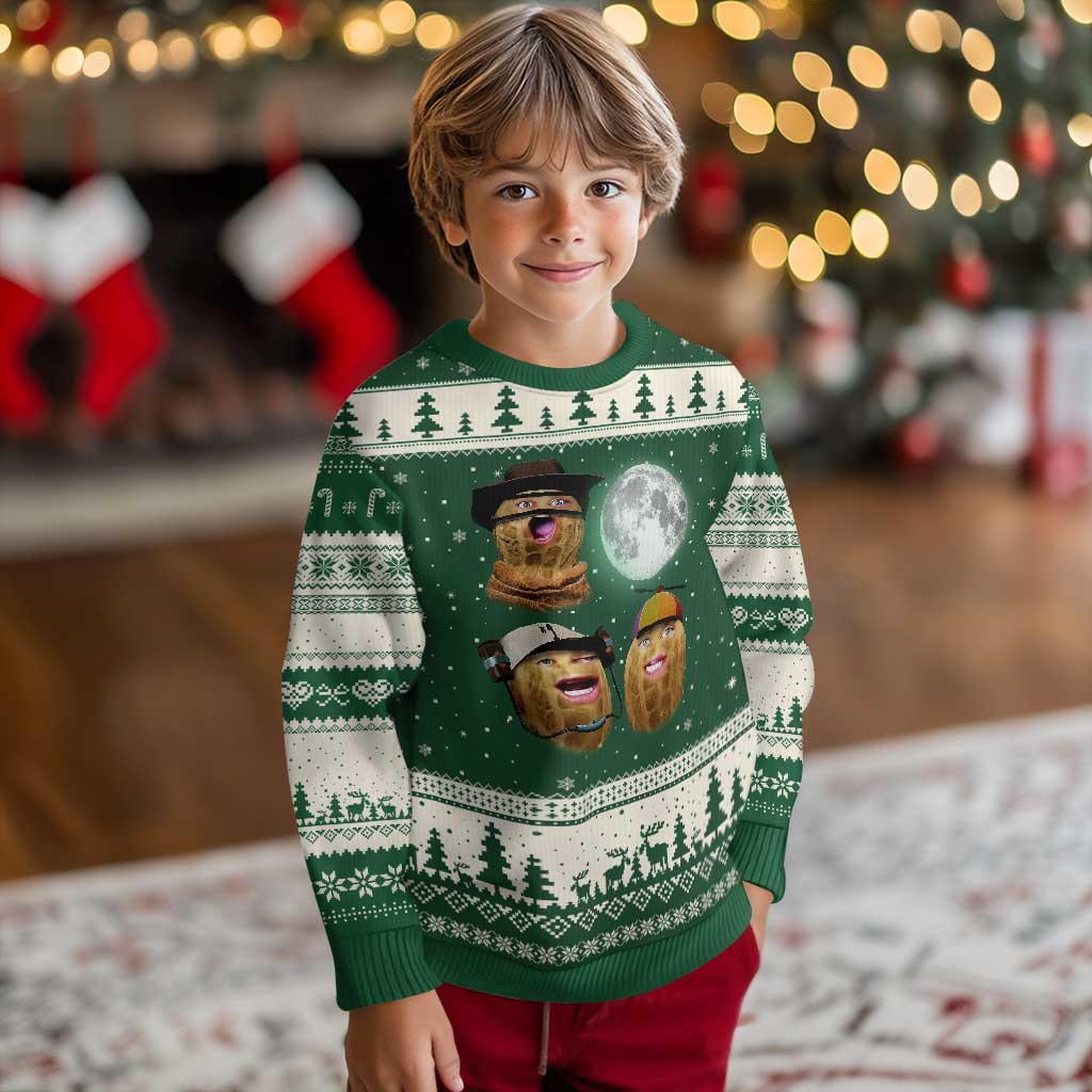 Funny Burnt Peanut Howling at the Moon Ugly Christmas Sweater - Wonder Print Shop