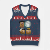 Funny Burnt Peanut Howling at the Moon V-Neck Knit Sweater Vest - Wonder Print Shop