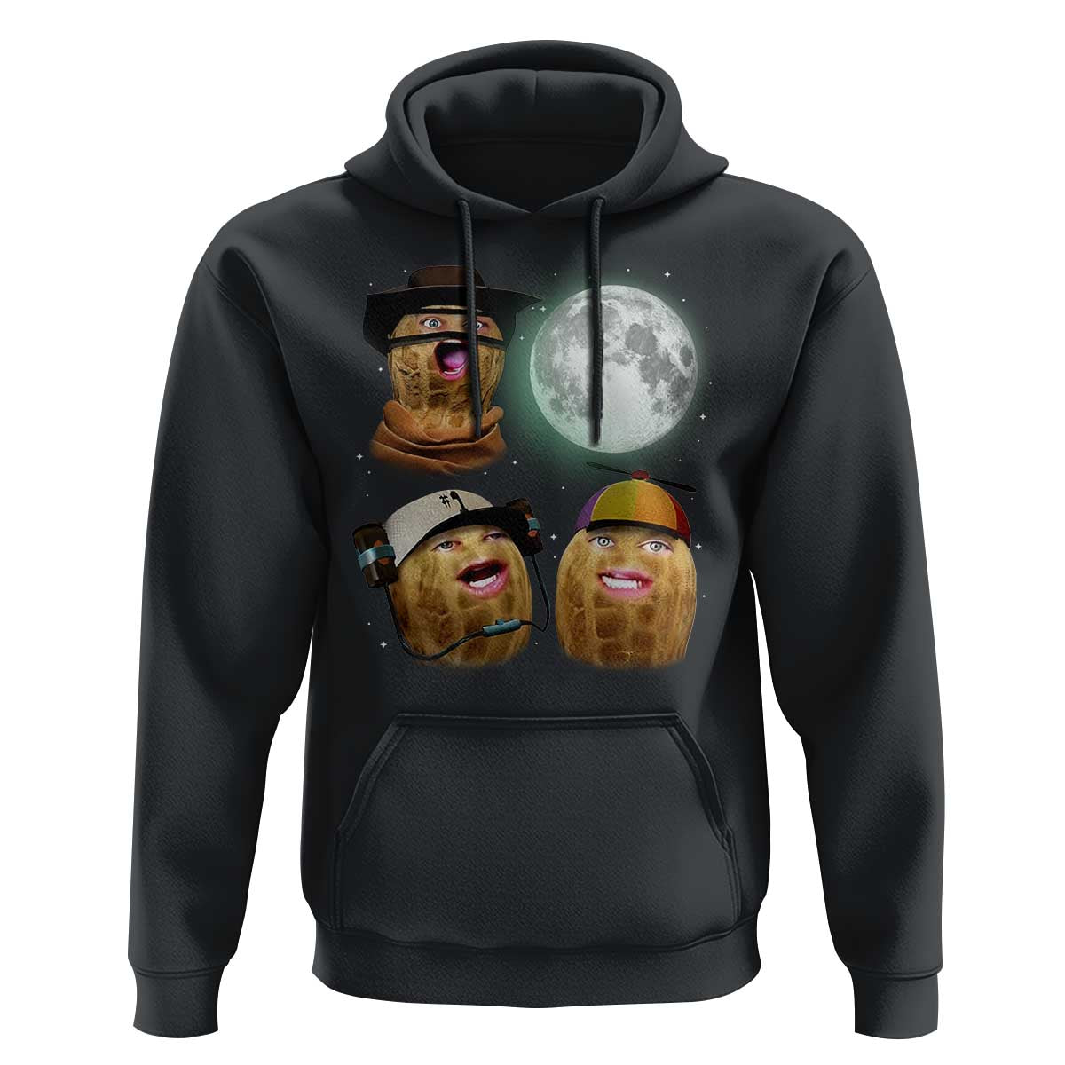 Funny Burnt Peanut Howling at the Moon Hoodie - Wonder Print Shop
