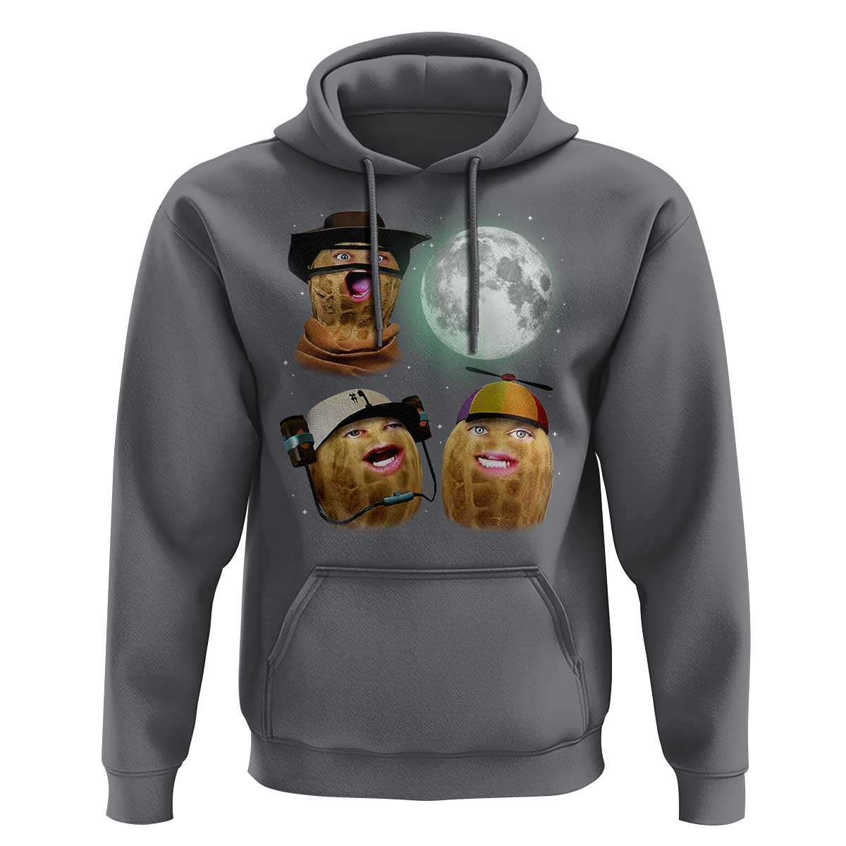 Funny Burnt Peanut Howling at the Moon Hoodie - Wonder Print Shop