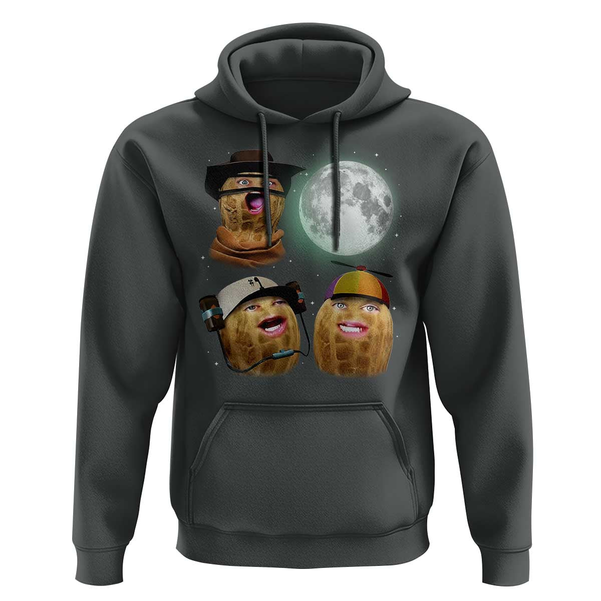 Funny Burnt Peanut Howling at the Moon Hoodie - Wonder Print Shop
