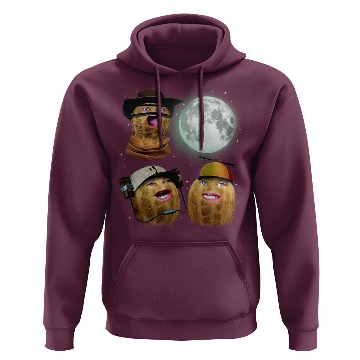 Funny Burnt Peanut Howling at the Moon Hoodie - Wonder Print Shop
