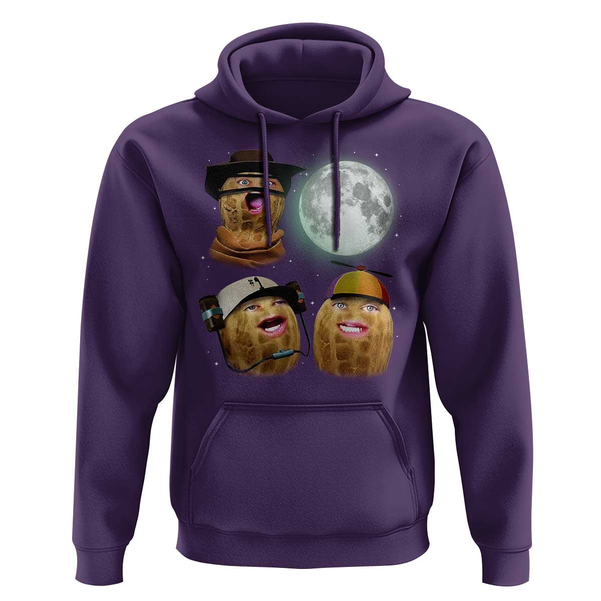 Funny Burnt Peanut Howling at the Moon Hoodie - Wonder Print Shop