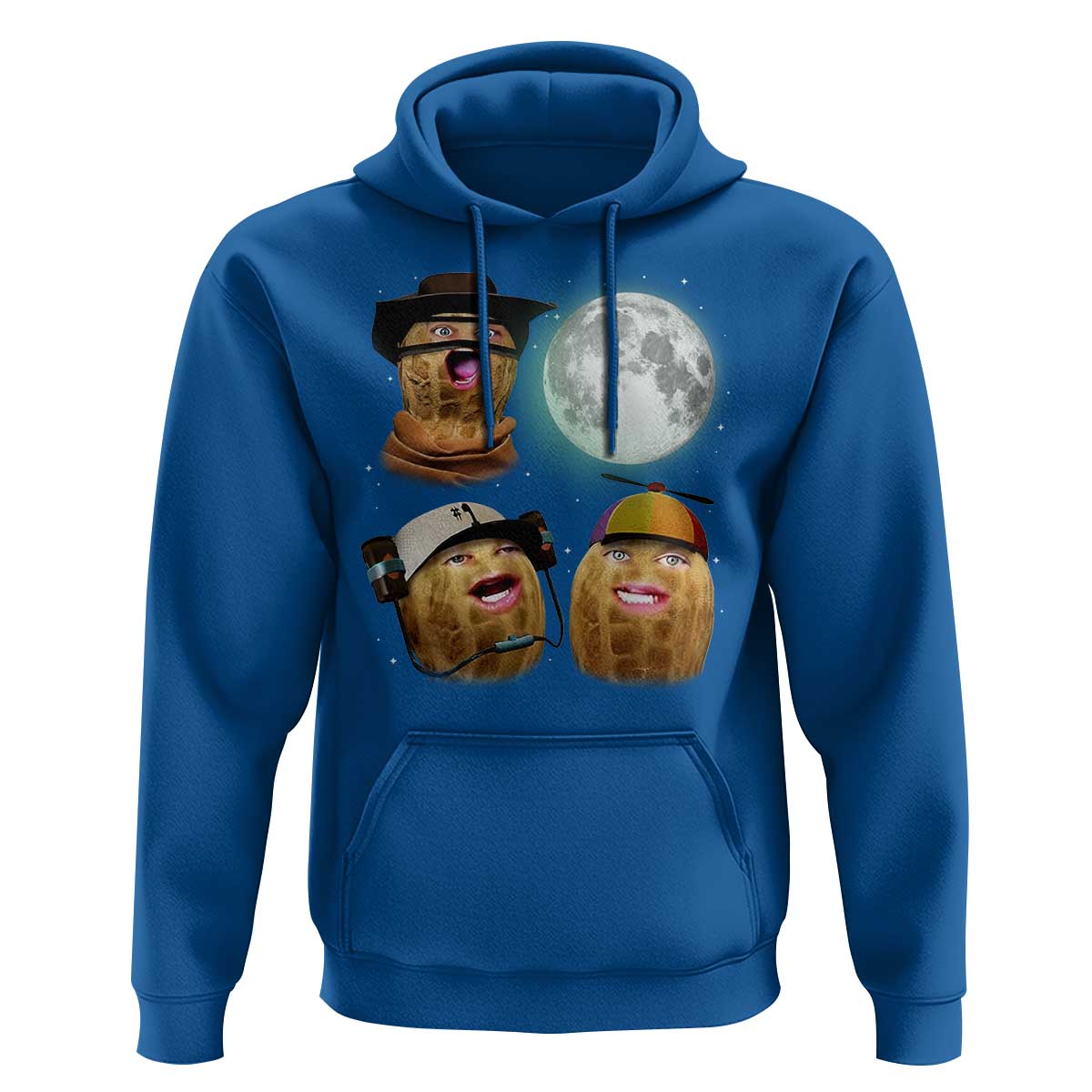 Funny Burnt Peanut Howling at the Moon Hoodie - Wonder Print Shop