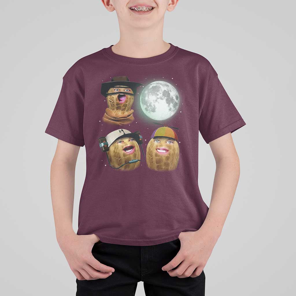 Funny Burnt Peanut Howling at the Moon T Shirt For Kid - Wonder Print Shop