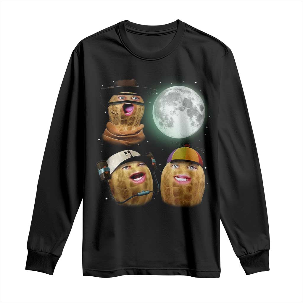 Funny Burnt Peanut Howling at the Moon Long Sleeve Shirt - Wonder Print Shop
