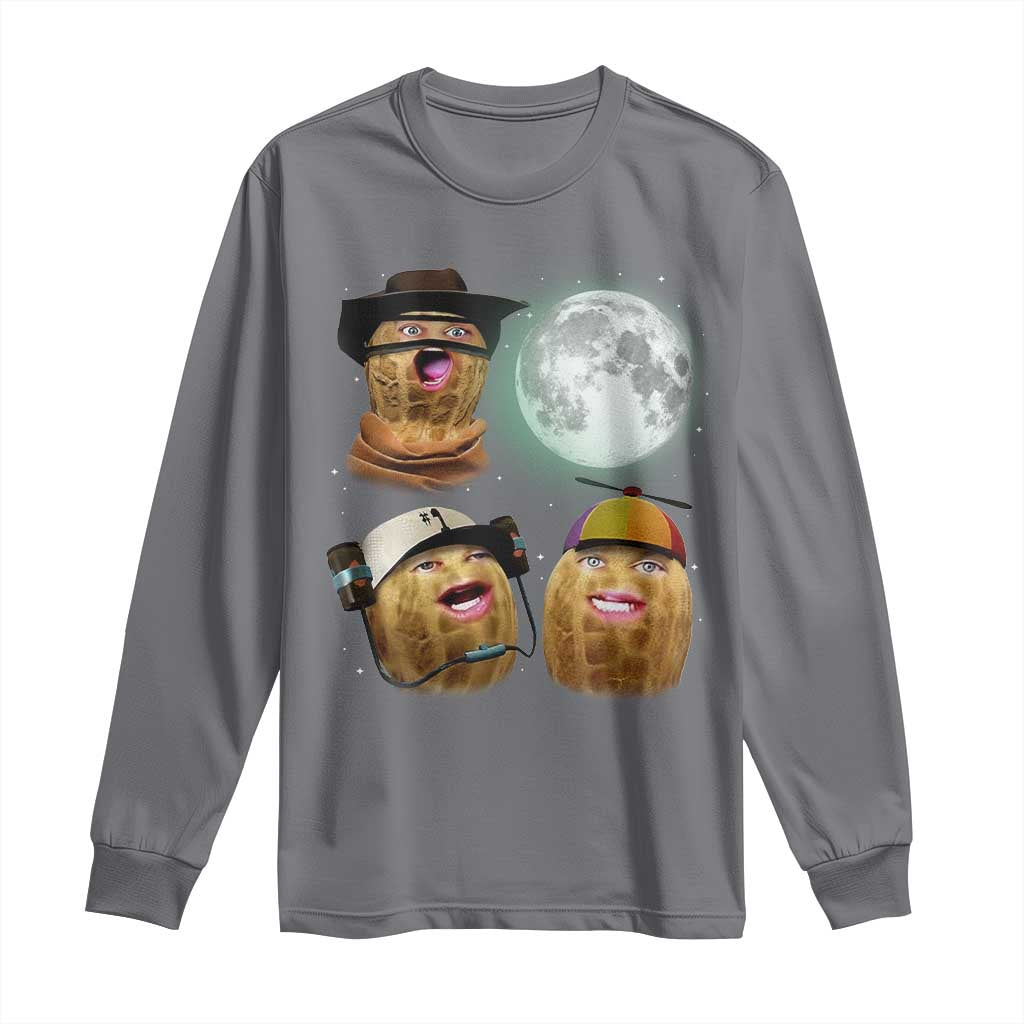 Funny Burnt Peanut Howling at the Moon Long Sleeve Shirt - Wonder Print Shop