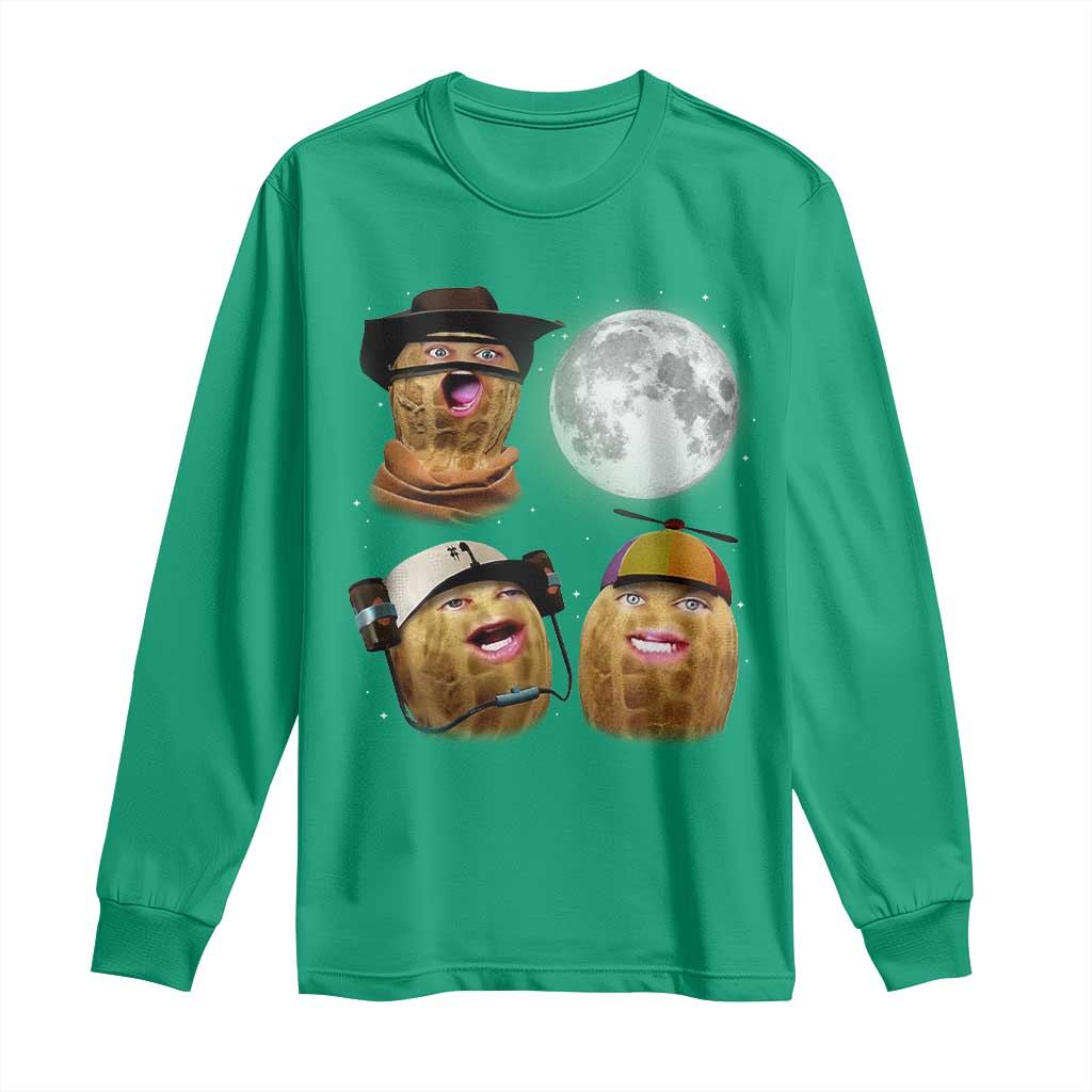 Funny Burnt Peanut Howling at the Moon Long Sleeve Shirt - Wonder Print Shop