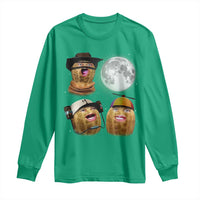 Funny Burnt Peanut Howling at the Moon Long Sleeve Shirt - Wonder Print Shop