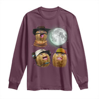 Funny Burnt Peanut Howling at the Moon Long Sleeve Shirt - Wonder Print Shop