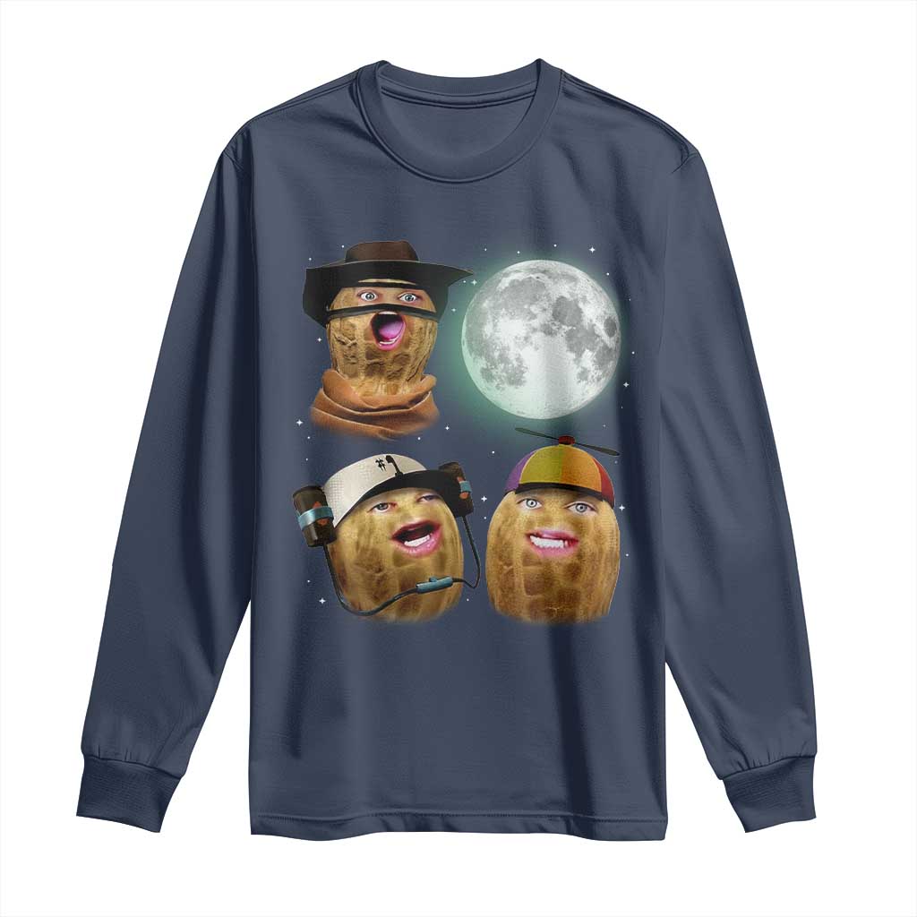 Funny Burnt Peanut Howling at the Moon Long Sleeve Shirt - Wonder Print Shop