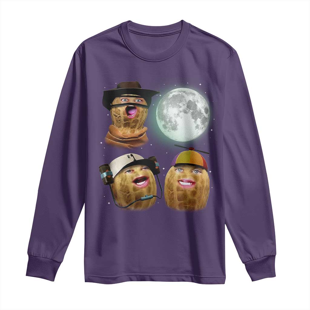 Funny Burnt Peanut Howling at the Moon Long Sleeve Shirt - Wonder Print Shop