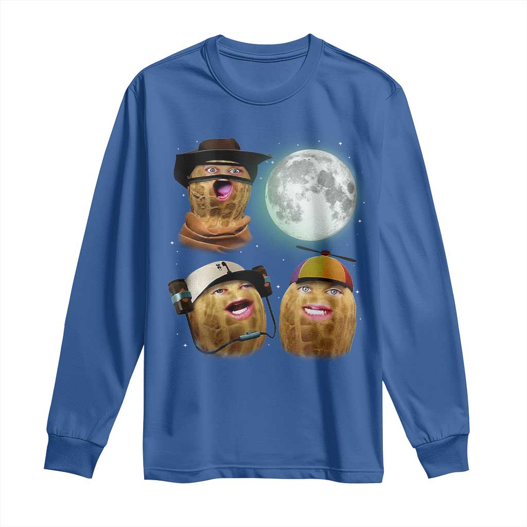 Funny Burnt Peanut Howling at the Moon Long Sleeve Shirt - Wonder Print Shop