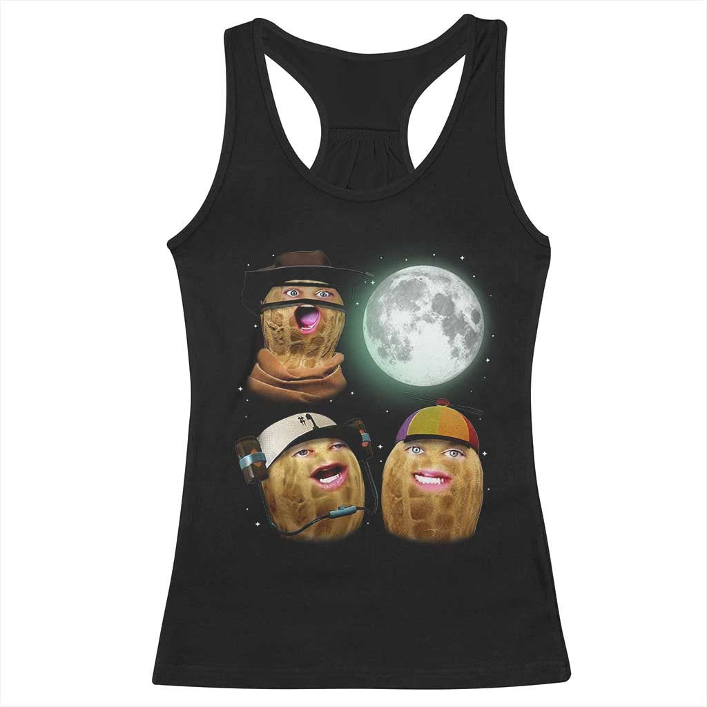 Funny Burnt Peanut Howling at the Moon Racerback Tank Top - Wonder Print Shop