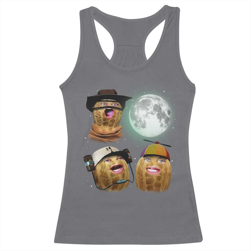 Funny Burnt Peanut Howling at the Moon Racerback Tank Top - Wonder Print Shop