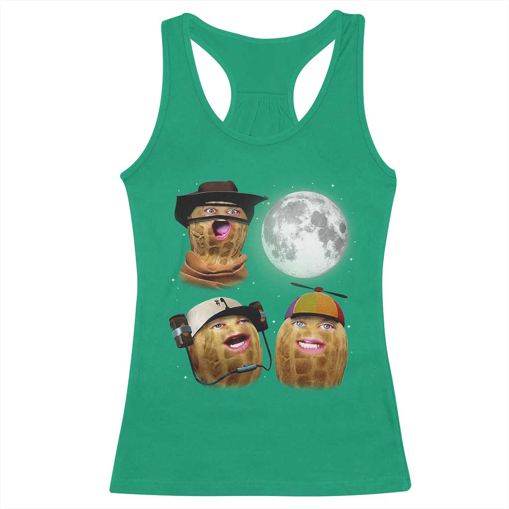 Funny Burnt Peanut Howling at the Moon Racerback Tank Top - Wonder Print Shop