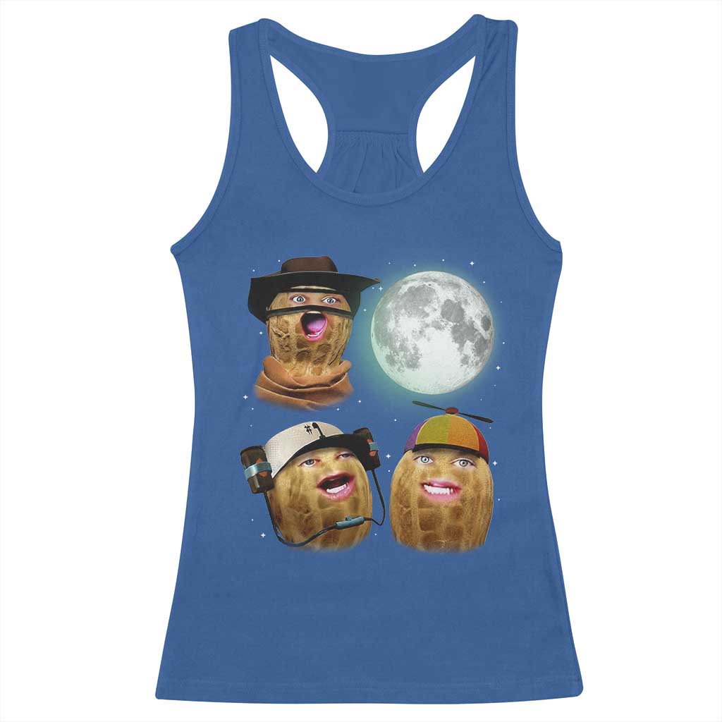 Funny Burnt Peanut Howling at the Moon Racerback Tank Top - Wonder Print Shop
