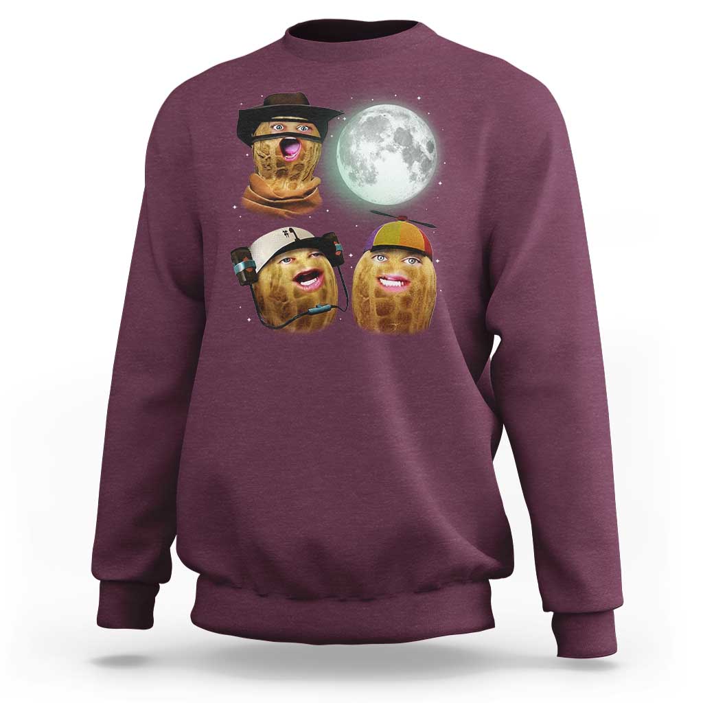 Funny Burnt Peanut Howling at the Moon Sweatshirt - Wonder Print Shop