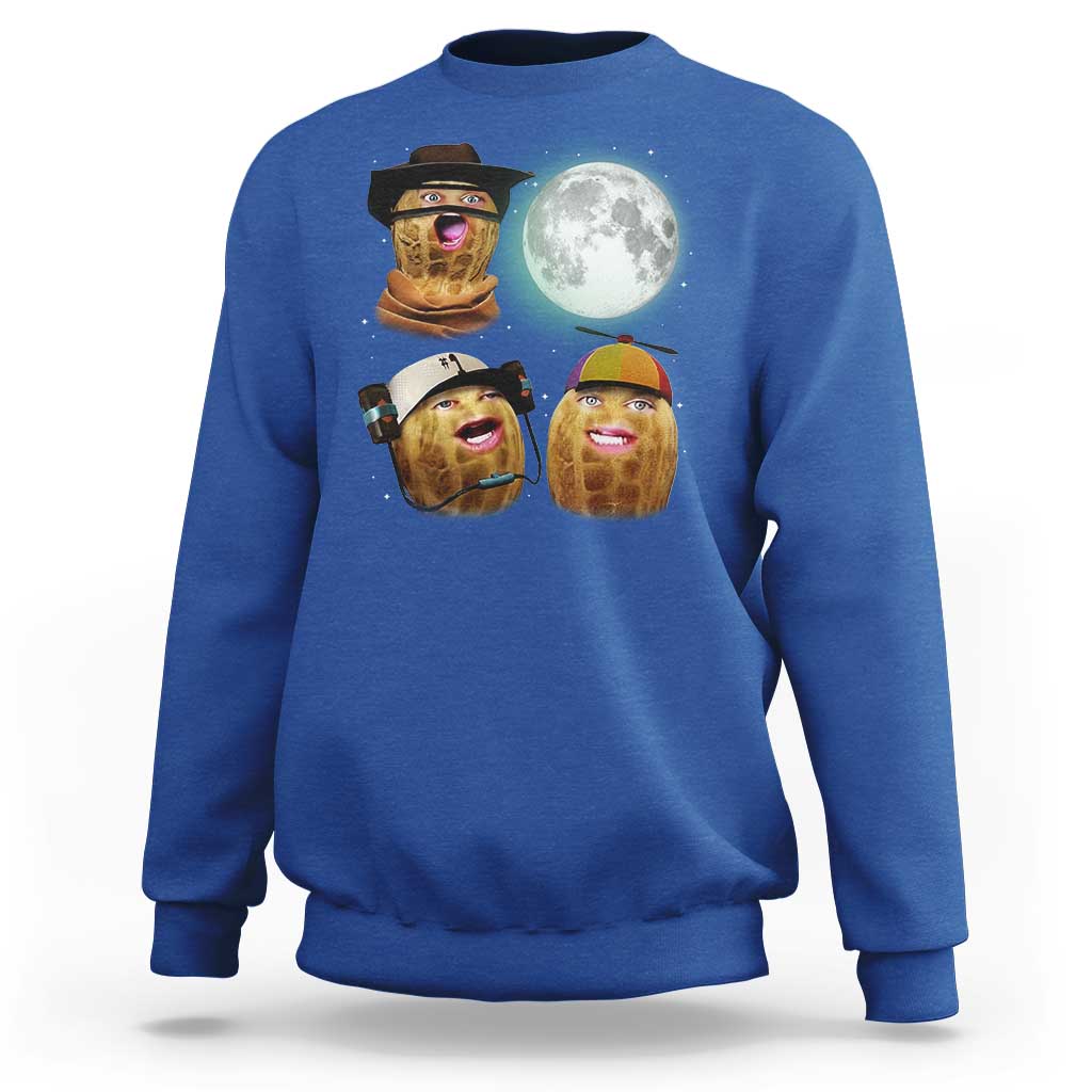 Funny Burnt Peanut Howling at the Moon Sweatshirt - Wonder Print Shop