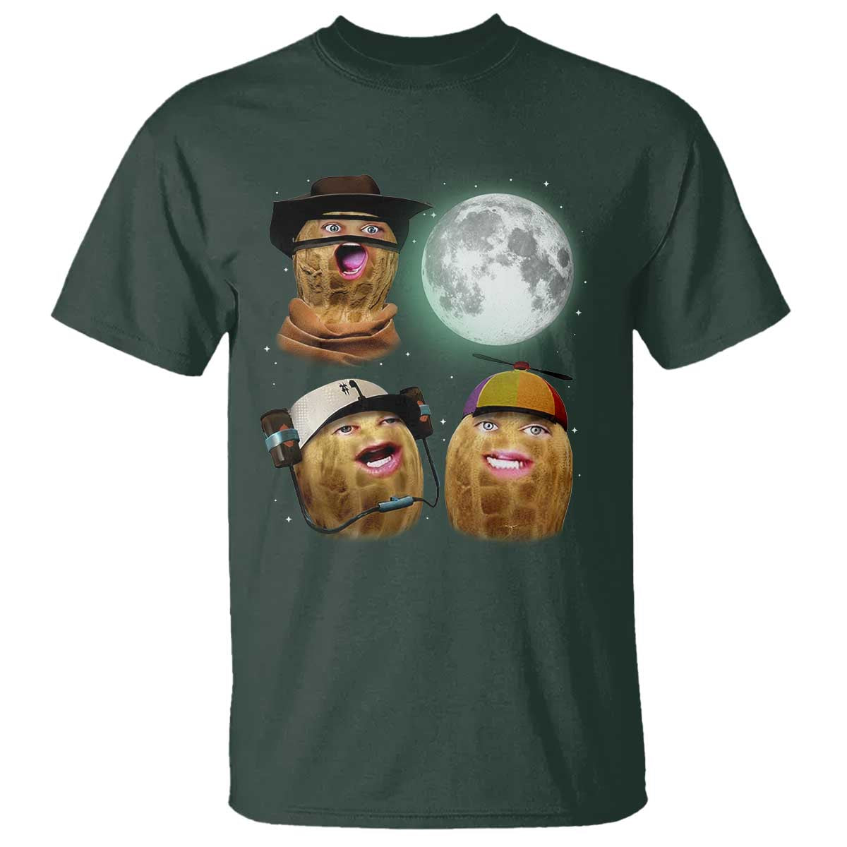 Funny Burnt Peanut Howling at the Moon T Shirt - Wonder Print Shop