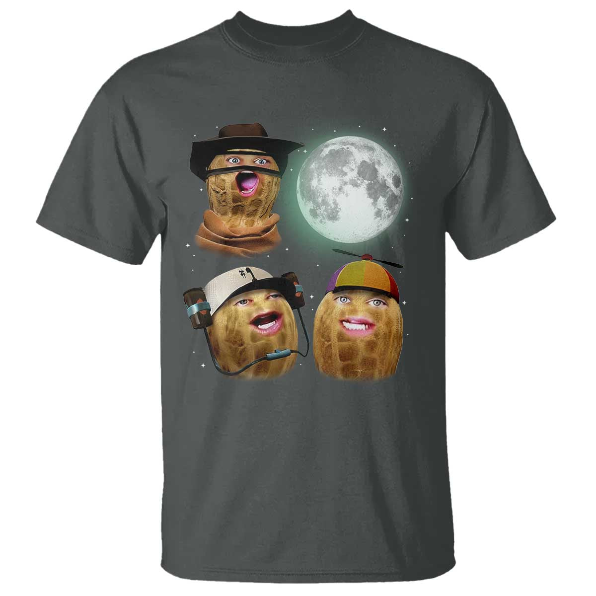 Funny Burnt Peanut Howling at the Moon T Shirt - Wonder Print Shop