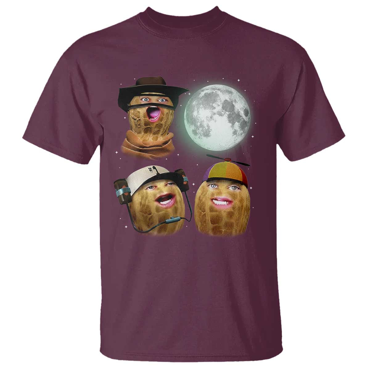 Funny Burnt Peanut Howling at the Moon T Shirt - Wonder Print Shop