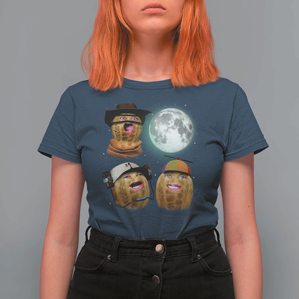 Funny Burnt Peanut Howling at the Moon T Shirt For Women - Wonder Print Shop