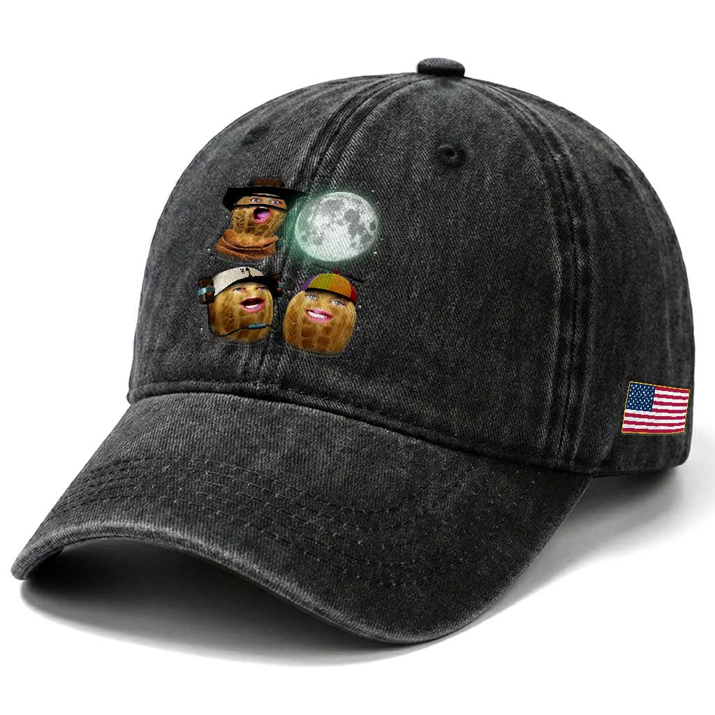 Funny Burnt Peanut Howling at the Moon Washed Cotton Baseball Cap