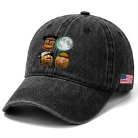 Funny Burnt Peanut Howling at the Moon Washed Cotton Baseball Cap