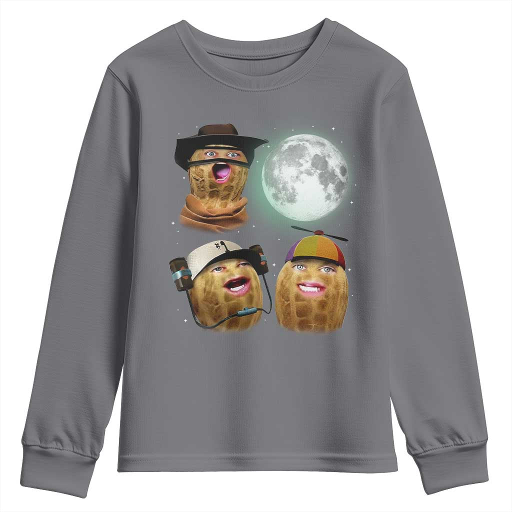 Funny Burnt Peanut Howling at the Moon Youth Sweatshirt - Wonder Print Shop