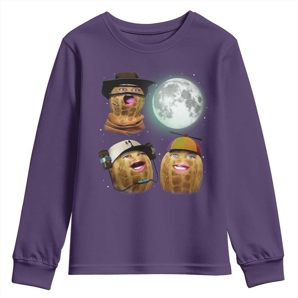 Funny Burnt Peanut Howling at the Moon Youth Sweatshirt - Wonder Print Shop