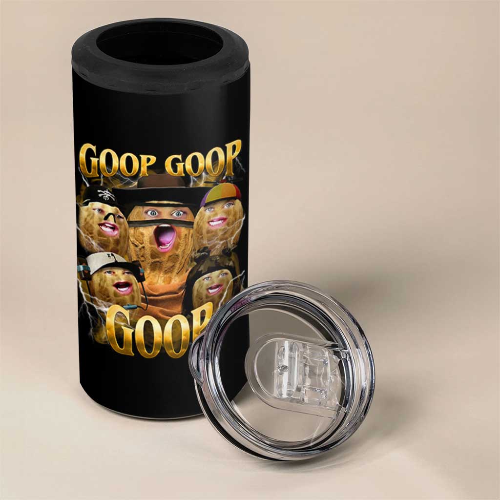 Funny Burnt Peanut Goop 4 in 1 Can Cooler Tumbler Bungulato 90s Bootleg - Wonder Print Shop