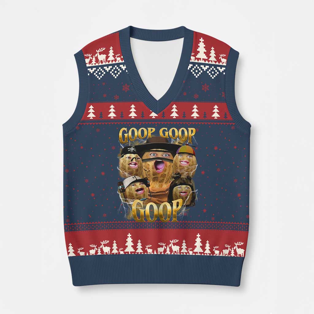Funny Burnt Peanut Goop V-Neck Knit Sweater Vest Bungulato 90s Bootleg - Wonder Print Shop