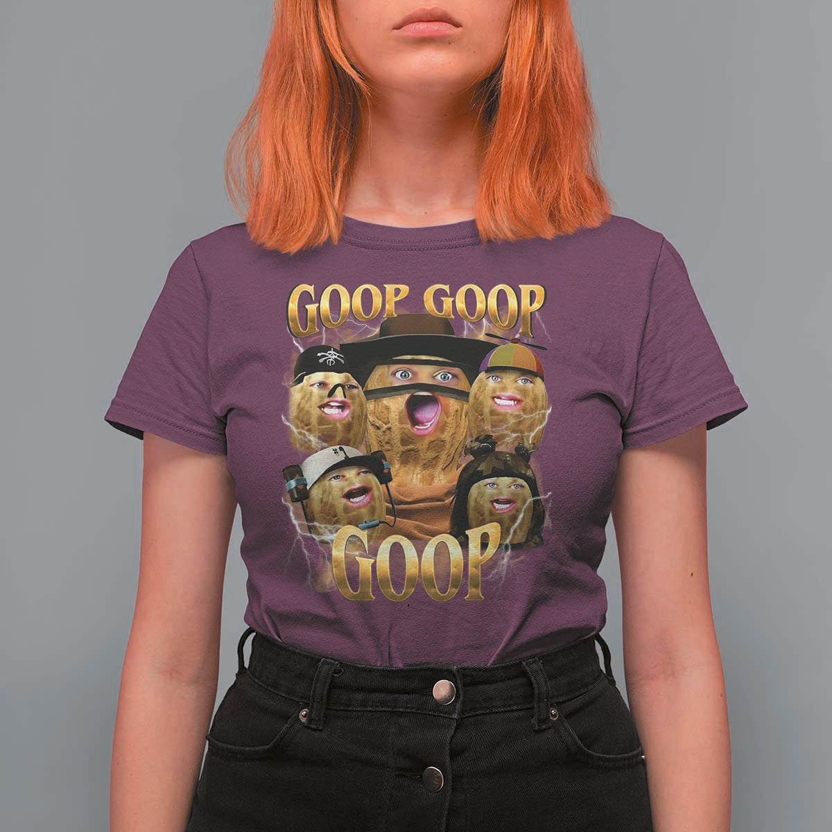 Funny Burnt Peanut Goop T Shirt For Women Bungulato 90s Bootleg - Wonder Print Shop