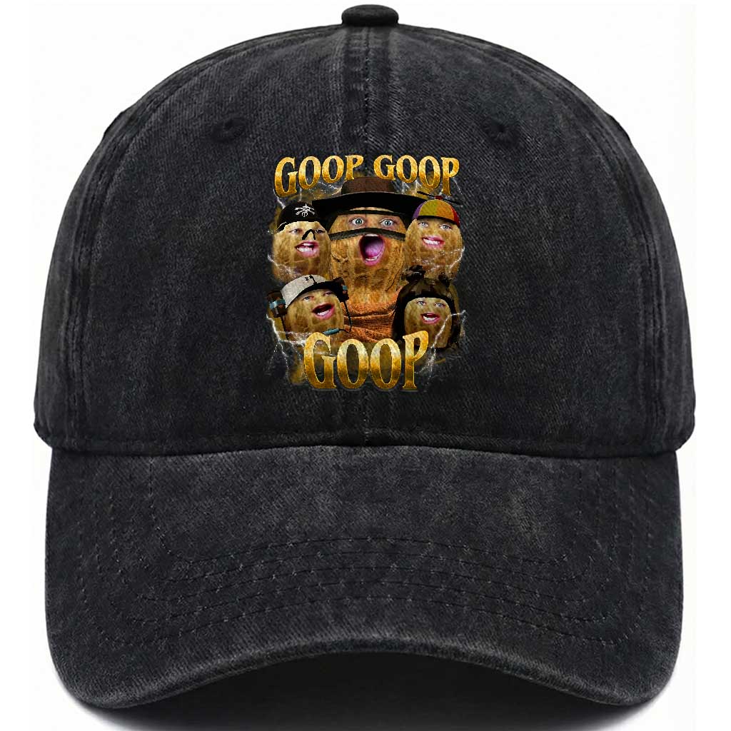 Funny Burnt Peanut Goop Washed Cotton Baseball Cap Bungulato 90s Bootleg