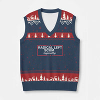 Radical Left Scum V-Neck Knit Sweater Vest Political Sarcastic Quote