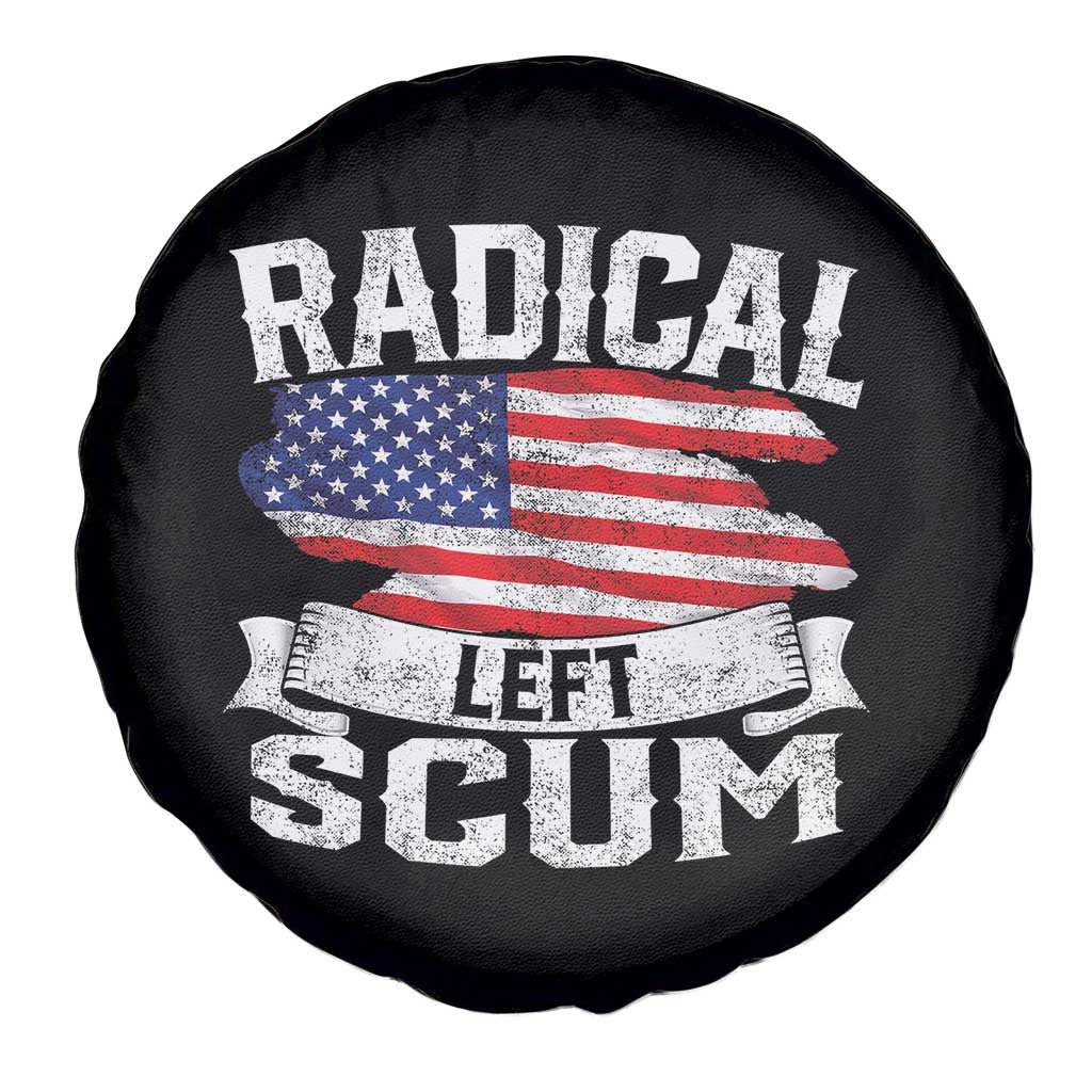 Radical Left Scum Spare Tire Cover Funny Political Quote American Flag