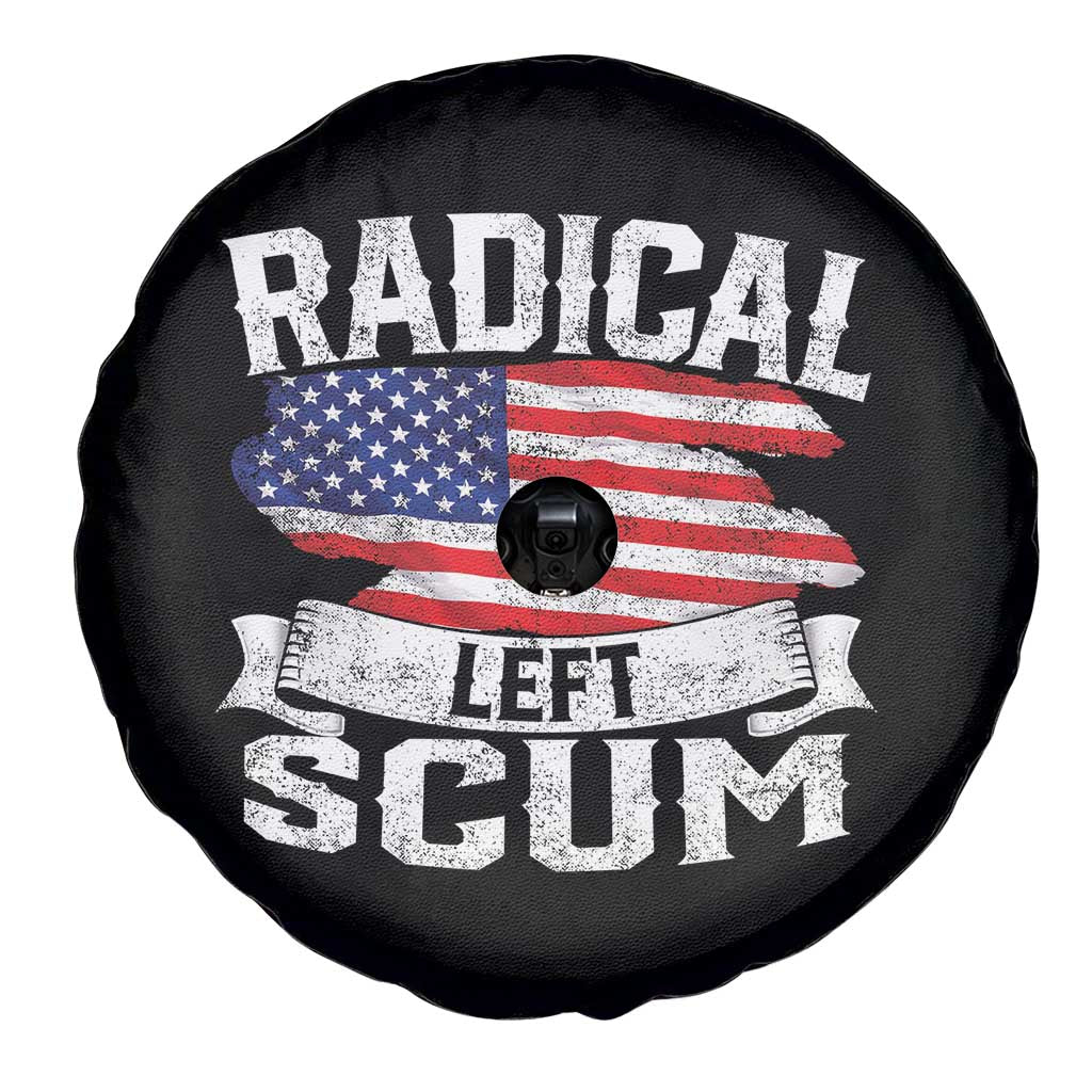 Radical Left Scum Spare Tire Cover Funny Political Quote American Flag