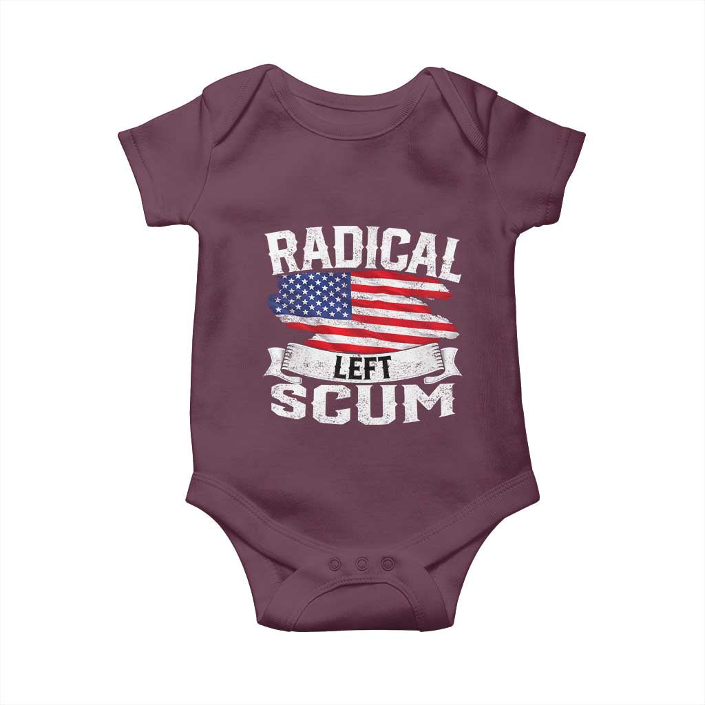 Radical Left Scum Baby Onesie Funny Political Quote American Flag