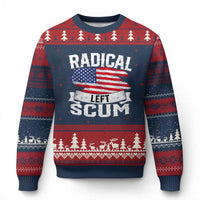 Radical Left Scum Ugly Christmas Sweater Funny Political Quote American Flag