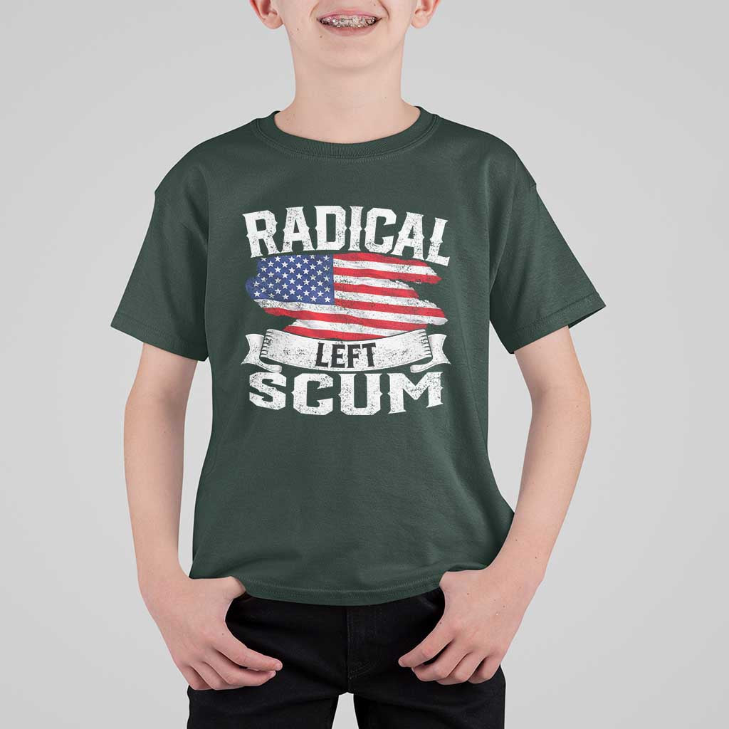 Radical Left Scum T Shirt For Kid Funny Political Quote American Flag