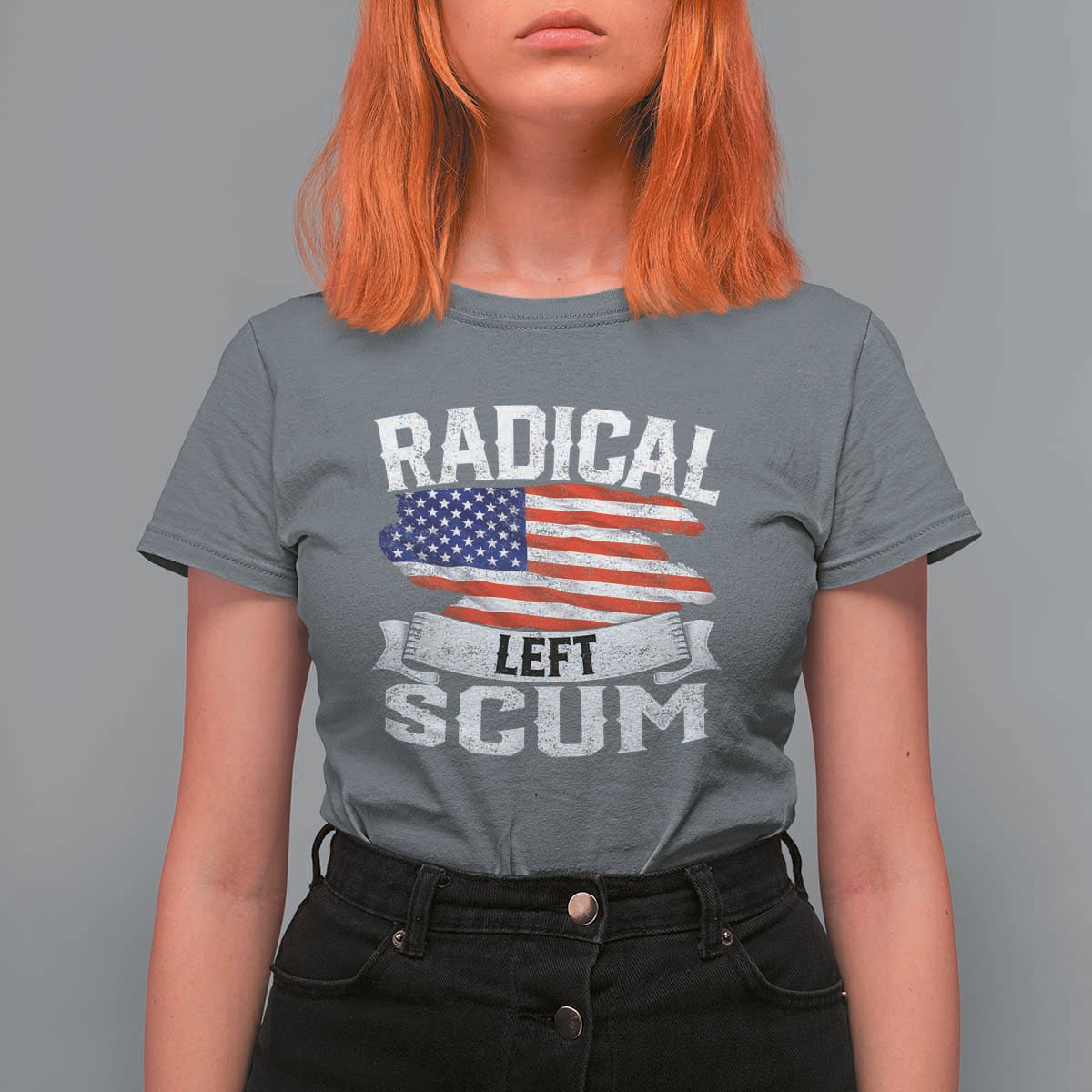 Radical Left Scum T Shirt For Women Funny Political Quote American Flag