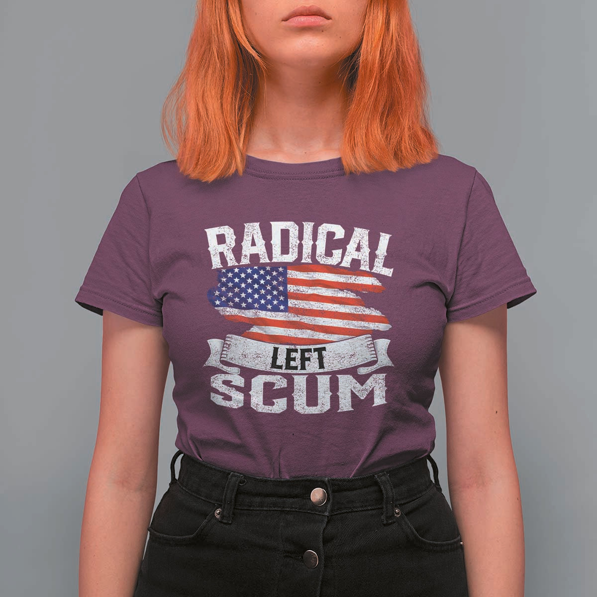 Radical Left Scum T Shirt For Women Funny Political Quote American Flag