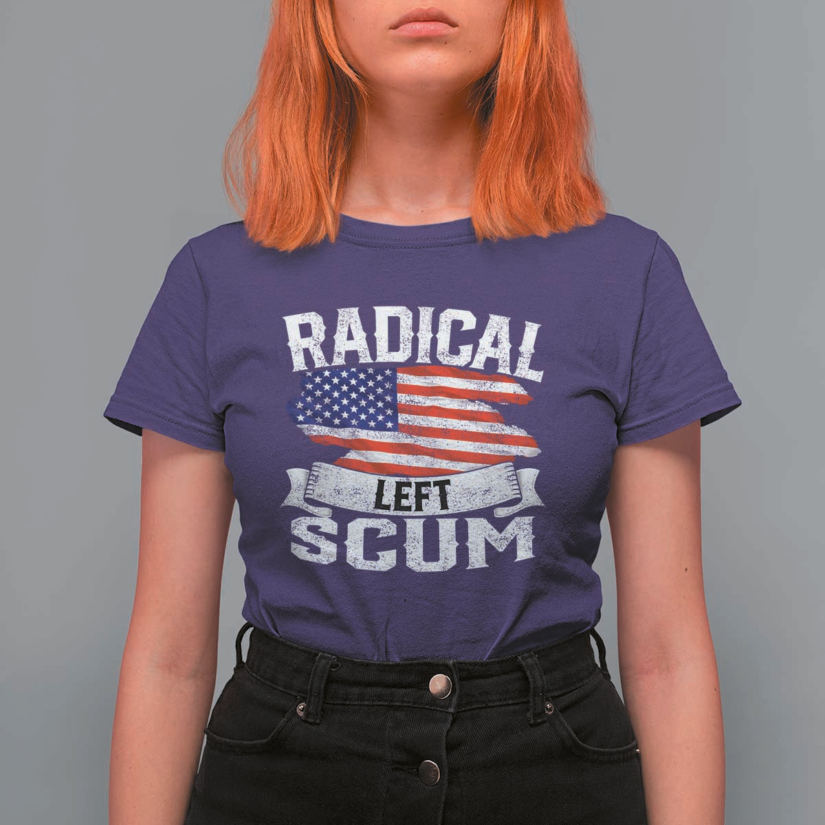 Radical Left Scum T Shirt For Women Funny Political Quote American Flag